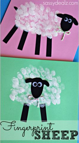 Fingerprint Sheep Craft!  Great for farm unit! Sheep Craft, Sheep Crafts, Fun Easter Crafts, Daycare Crafts, Easter Art, Sunday School Crafts, Easter Activities, Craft For Kids, Easter Crafts For Kids