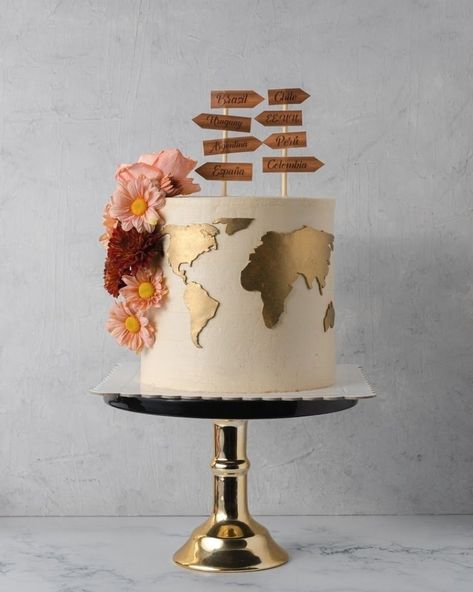 Map Cake Ideas, World Map Birthday Cake, World Map Cake Birthday, Travel Birthday Cake For Her, Travel Themed Cakes, Cake World Map, Travel Theme Cake Birthday, Travel Cake Ideas Birthdays, Map Birthday Cake