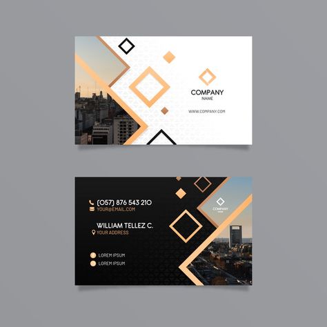 Abstract business card template with pho... | Free Vector #Freepik #freevector #business #abstract #card #design E Card Design, Card Layout Design, Cards Design Ideas, Visit Card Design, Business Card Ideas, Id Card Design, Business Card Design Black, Business Card Design Simple, Create Business Cards