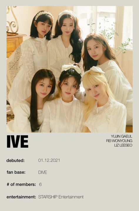 6 Member Girl Group, Kpop Minimalist Poster, Liz And Leeseo, Kpop Minimalist, Britney Spears 2000, Wonyoung Liz, Poster Kpop, Wallpaper Books, Ive Kpop