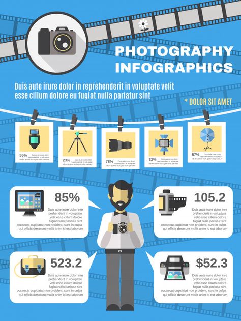 Photography Infographic, Graphic Design Posters Layout, History Infographic, Molduras Vintage, Infographic Layout, Vector Technology, Infographic Poster, Isometric Design, Photo Camera