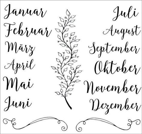 Clear Stamps _ Monat _ 033 von GeroKreativ auf Etsy | Eigener kalender, Etiketten gestalten, Kalenderideen Organisation, Kalender Design, Handlettering Quotes, Bullet Planner, Hand Lettering Alphabet, Diy Notebook, God Jul, Sketch Notes, Letter Stickers