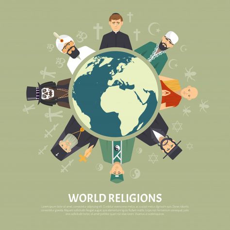 Religion confession illustration | Free Vector #Freepik #freevector #man #world #art #human World Religions Poster, Tolerance Illustration, Unity In Art, Unity Drawing, Good Leadership Skills, Religious Tolerance, Man Vector, Caricature Artist, Artsy Photos