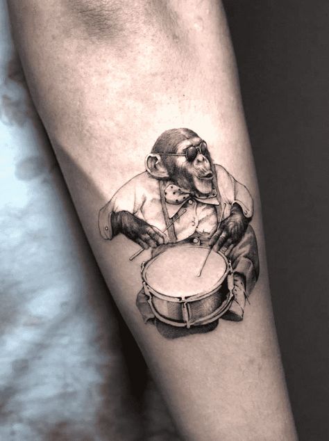 Tattoo Ideas Monkey, Funny Monkey Drawing, Monkey Tattoo Men, Monkey Face Tattoo, Primate Tattoo, Chimp Tattoo, Monkey Tattoo Small Cute, Monkey Tattoo Design, Monkey Tattoo Ideas