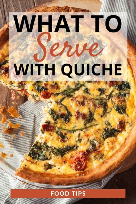 Easy Lunch Brunch Ideas, Quiche, Quiche Party Brunch Ideas, Quiche Lunch Ideas, Healthy Brunch Sides, Brunch Side Ideas, Quiche And Side Dish, Quiche Meal Ideas, Sauce For Quiche