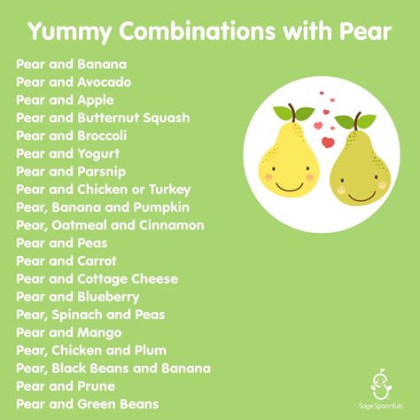 Essen, Baby Food Puree Combinations, Pear Baby Puree, Prune Smoothie, Baby Weaning Foods, Help With Constipation, Avocado Baby Food, Sage Spoonfuls, Baby Food Guide