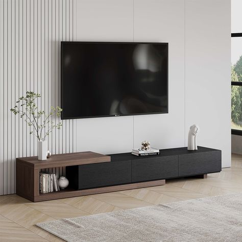 Tv Console Modern, Wood Media Console, Tv Stand Decor, Tv Cabinet Design, Modern Tv Wall, Muebles Living, Tv Room Design, Tv Stand With Storage, Tv Wall Decor