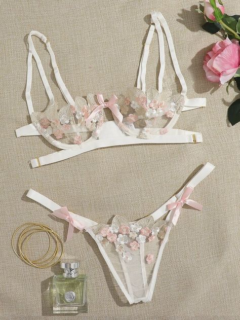 Get discounts for Floral Embroidery Mesh Underwire Lingerie Set and find more styles you'll enjoy.✓Students get an extra 15% off.✓Free Shipping on orders over CA$49+ Wedding Lingerie, Mode Ulzzang, Floral Type, Lingerie Inspiration, Romantic Colors, Mesh Lingerie, Cute Lingerie, Lingerie Outfits, Pretty Lingerie