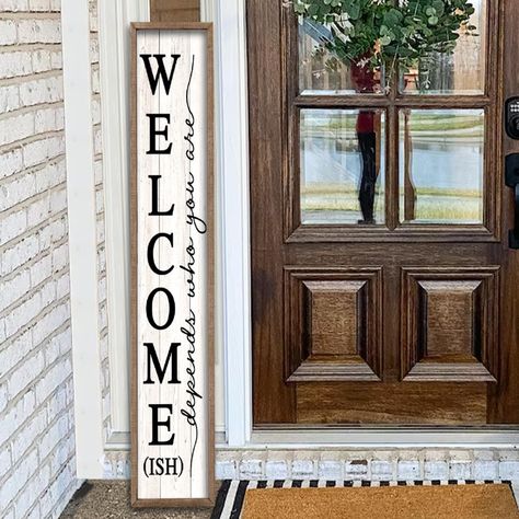 PRICES MAY VARY. 【Perfect Size 】: Welcome-ish Funny sign is 45" tall and 9" wide , 1" thick, weighs 2.5 lb. Ready to hang anywhere you want guests to see in your home, such as the porch, yard, entrances, entryways, front porches and walls and any conspicuous position. 【Welcome sign for front porch】: Package includes 1 vertical welcome sign.The vertical porch sign is the perfect all season wall and porch decor addition to any house. can be left outside year-round. 【Highquality Material】: the hang Funny Welcome Signs, Porch Life, Home Outside, Modern Rustic Farmhouse, Signs Decor, Door Signs Diy, Outside Door, Porch Doors, Wooden Welcome Signs
