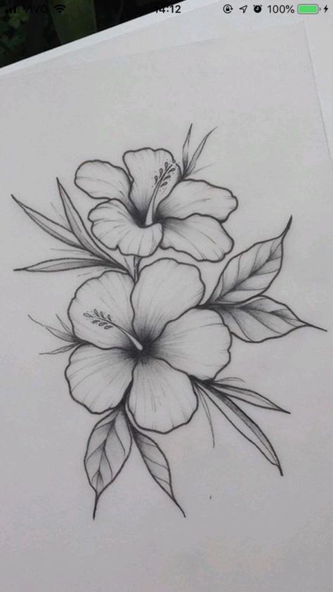 Fun Things To Sketch, Morbid Tattoo, Hibiscus Drawing, Hibiscus Flower Drawing, Plumeria Tattoo, Cute Owl Tattoo, Face Drawings, Nature Drawings, Meaningful Things