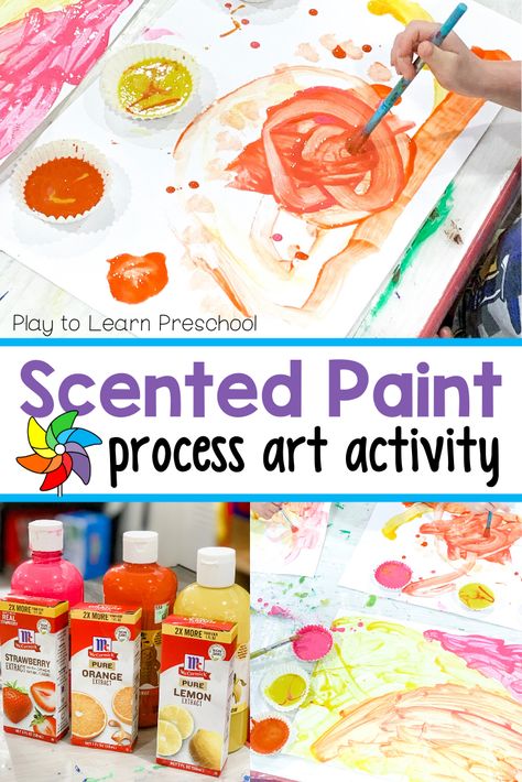 Kids love painting; kids love things that smell. So of course, scented painting is an amazing activity to add to any lesson about the five senses. And as a special bonus, it only requires 2 ingredients! #processart #preschoolactivity Montessori, Sensory Scent Activities, Five Senses Stem Activities, Five Senses Learning Centers For Preschool, Five Senses Theme Preschool Activities, 5 Senses Smell Activities Preschool, Smell Sensory Activities, Smell Activities Preschool, Sense Of Smell Activities Preschool