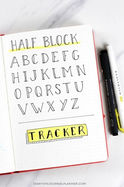 If block letters seem too bold to you, then you can start off with half block letters. These half-block letters are pretty easy to create and are sure to make a statement. All you have to do is write the word in capital letters like you normally would and then accentuate only one-half of the letters. Click on this pin to discover bullet journal cursive font, easy bullet journal fonts, handlettering fonts, bullet journal font numbers  #bujofont #bulletjournal #bulletjournalinspiration Cute Easy Handwriting Fonts, Bujo Numbers Font, Easy Bujo Fonts, Writing Fonts Free Hand Alphabet, Bullet Journal Alphabet, Writing Fonts Free Hand, Bullet Journal Fonts, Fonts Numbers, Block Letter Fonts