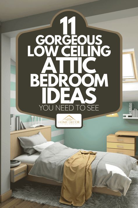 11 Gorgeous Low Ceiling Attic Bedroom Ideas You Need To See - Home Decor Bliss Low Ceiling Attic Bedroom Cozy, Attic Lights Ideas, Renovate Bedroom Ideas, Low Pitched Ceiling Bedroom, Low Roof Attic Ideas, Bedrooms With Angled Ceilings, Sloped Ceiling Bedroom Paint, Small Attic Ideas Low Ceilings Bedroom, Attic Lighting Ideas Low Ceilings