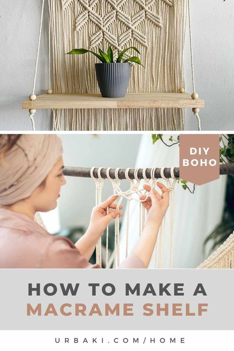 Macrame has become a popular craft in recent years, with people using this knot-tying technique to create a wide range of decorative items. One item that has become particularly trendy is the macrame shelf. These shelves offer a unique and bohemian touch to any room, and they're surprisingly easy to make. In this article, we'll provide a step-by-step guide on how to make a macrame shelf for your home. Materials Needed: -Wooden board (can be any size you want) -Jute cord... Macrame Wall Hanging Shelf Pattern, Macrame Shelf Patterns Free, Macrame Hanging Shelves, Popular Macrame Items, Macrame Shelves Diy, Macrame Wall Hanging Diy Tutorials, Macrame Shelf Hanging Shelves, Diy Macrame Shelf, Macrame Shelf Tutorial