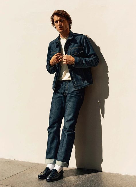 Denim Men Outfit, Loafers Outfits, Loafers Men Outfit, Mens Wardrobe, Denim Outfit Men, Denim Jeans Outfit, Imogene Willie, Jeans Outfit Men, Selvage Denim