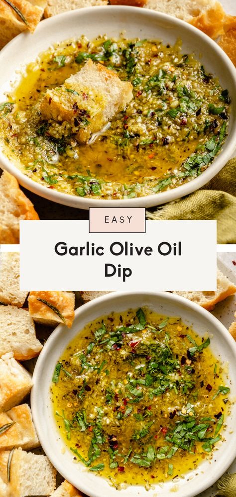 Garlic Olive Oil Dip | Ambitious Kitchen Garlic Olive Oil Dip, Autumn Appetizers, Arabisk Mat, Bread Dipping Oil Recipe, Dipping Oil Recipe, Olive Oil Dip For Bread, Olive Oil Dip, Bread Dipping Oil, Appetizers Table