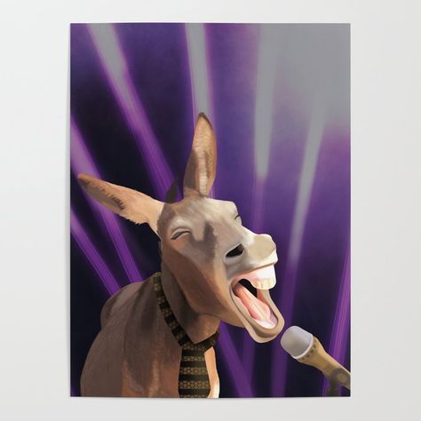 Shop Singing Donkey Poster by suneldesigns on Society6! Fashion Poster, Surface Pattern, Meet The Artist, Background Patterns, Unique Art, Animal Art, Animal Lover, Modern Art, Singing