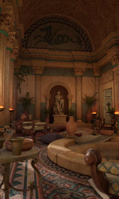 God Neptune, Ancient Roman Houses, Ancient Greece Aesthetic, Greece House, Images Terrifiantes, Sea God, Roman House, Modular Lighting, My Scene