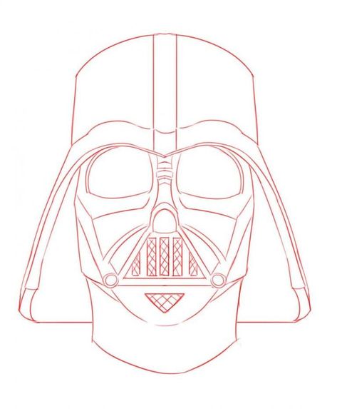 Darth Vader Line Drawing, Darth Vader Coloring Page, Darth Vader Line Art, How To Draw Darth Vader, Darth Vader Helmet Drawing, Darth Vader Outline, Darth Vader Dibujo, Vader Drawing, Darth Vader Helm