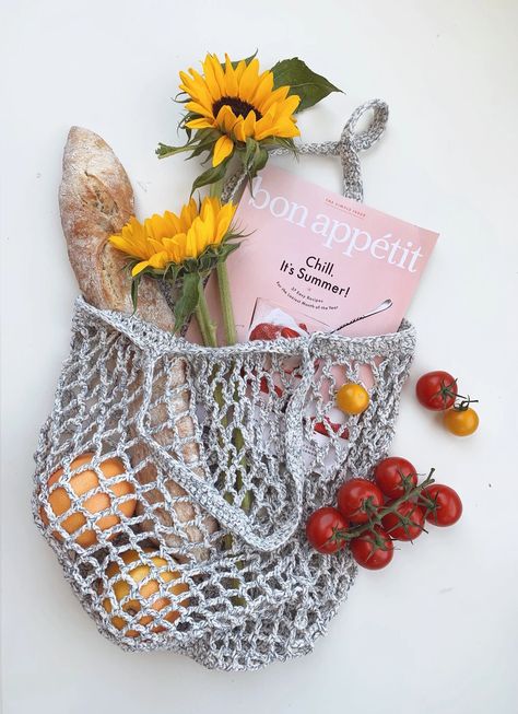 Diy Farmers Market, Crochet Net Bag, By Hand London, Tote Crochet, Free Crochet Bag, Crochet Bag Pattern Free, Bag Pattern Free, Farmers Market Bag, Crochet Market Bag