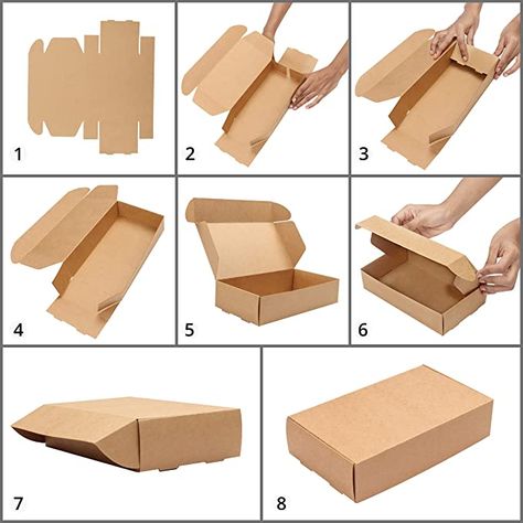 Kurtzy Cardboard Gift Boxes Brown (Pack of 10) - Boxes 19 x 11 x 4.5 cm Cardboard Boxes with Lid - Kraft Paper Gift Box to Build Yourself for Gifts, Wedding, Party, Christmas : Amazon.de: Home & Kitchen Brown Gift Box Ideas, Gift Box Diy Cardboard, Bakery Boxes Packaging, Diy Gift Box Template, Christmas Amazon, Salad Box, Custom Cardboard Boxes, Bakery Box, Cardboard Gift Boxes