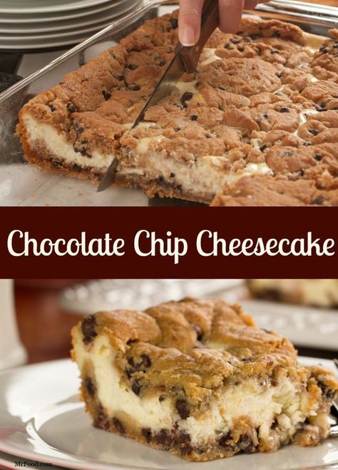 Be the star of the office potluck with this amazing chocolate chip cheesecake! Sweet Treats For The Office, Dinner Ideas With No Cheese, Potluck Drinks Ideas, Pot Luck Desert Ideas, Office Party Desserts, Desserts For The Office, Easy Desserts Thanksgiving, Pot Luck Deserts, Fun Desert Ideas