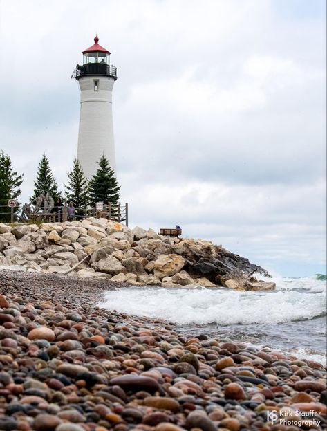 Crisp Point Lighthouse Upper Peninsula, Ink Tober, Michigan Painting, Crisp Point Lighthouse, Lake Michigan Lighthouses, Land Scapes, Michigan Lighthouses, Ocean Scenery, Lake Lighthouse