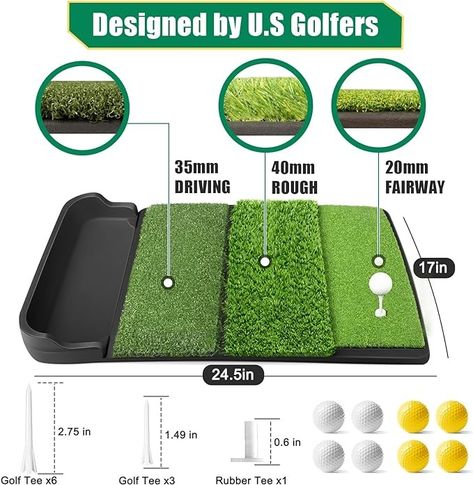 Amazon.com : Golfguru Golf Mat, Foldable 4-in-1 Golf Hitting Mats Practice with Ball Tray, 8 Golf Balls, 9 Golf Tees, Rubber Tee, Golf Hitting Training Aids for Backyard Driving Chipping Indoor Outdoor Training : Sports & Outdoors Hit Training, Golf Mats, Outdoor Training, Golf Tees, Golf Balls, Christmas 2023, 4 In 1, Golf Ball, Indoor Outdoor