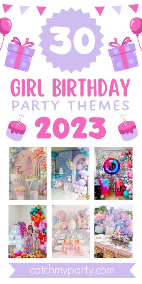 30 Most Popular Girl Birthday Party Themes for 2023! 7th Birthday Party For Girls Themes Simple, 8 Year Birthday Party Themes, 8 Birthday Theme, 2023 Birthday Theme Ideas, Popular Birthday Themes 2023, Kids Birthday Themes Girls Decorations, Birthday Party Ideas 6 Girl, Birthday Party For 8 Year Girl, 7yrs Old Birthday Party Girl
