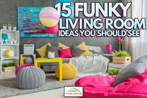 Funky Aesthetic Living Room, Fun Family Room Design, Multi Coloured Living Room, Playful Living Room Decor, Brightly Coloured Living Room, Funky Lounge Room Ideas, Vibrant Living Room Ideas Modern, Fun Sitting Room Ideas, Bright Coloured Living Room Ideas