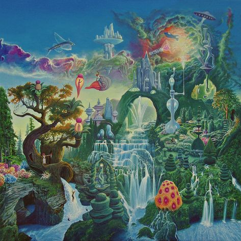 Alphonse Mucha, Weird Landscapes Art, Fairy Album Cover, Visionary Painting, 동화 삽화, Arte 8 Bits, Psychadelic Art, Spiritual Artwork, Visionary Art