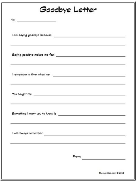 Goodbye Letter Preview #notebook: Therapy Goodbye Activities, Therapy Activity For Adults, Therapeutic Group Activities For Adults, Goodbye Template, Termination Activities, Therapy Notebook, Exit Interview, Express Feelings, Counseling Worksheets