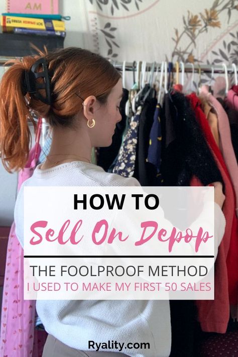 I've made so much money selling my old clothes on Depop. This is a great guide for how to sell clothes on depop!! Depop Tips, Depop Selling, Selling Used Clothes Online, Sell On Depop, How To Sell Clothes, Sell Old Clothes, Depop Clothes, Extra Money On The Side, Selling Clothes Online