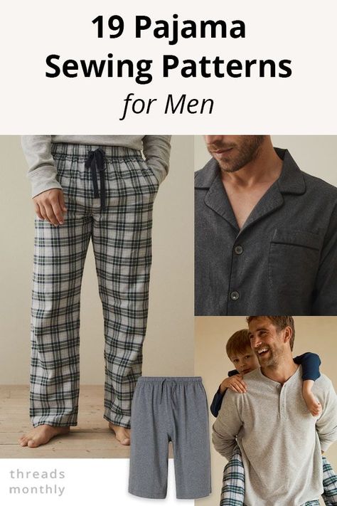 Check out these 19 pajama sewing patterns for men (5 are FREE!). They're the perfect DIY gift idea for christmas, fathers day, and birthdays. Definitely a useful and practical gift. Many of the patterns are also easy to make - ideal for beginners looking for simple sewing projects. Mens Pajama Pattern, Couture, Sewing Projects To Make For Men, Mens Underware Patterns, Sewing Mens Clothes Free Pattern, Mens Pajama Pants Pattern Free, Sewing Patterns Mens, Men Sewing Patterns Free, Mens Clothes Sewing Patterns