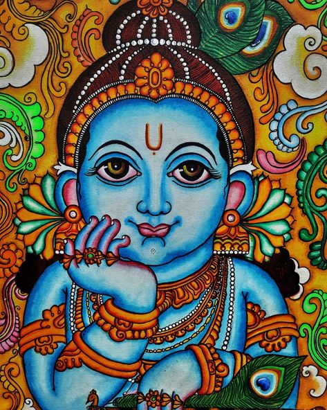 God krishna I Mural Painting Shree Krishna Sketch Pencil, Radhakrishn Sketch, Luck Painting, Pencil Drawings Of Nature, God Drawing, Relief Painting, God Krishna, Pichwai Painting, Mural Art Design