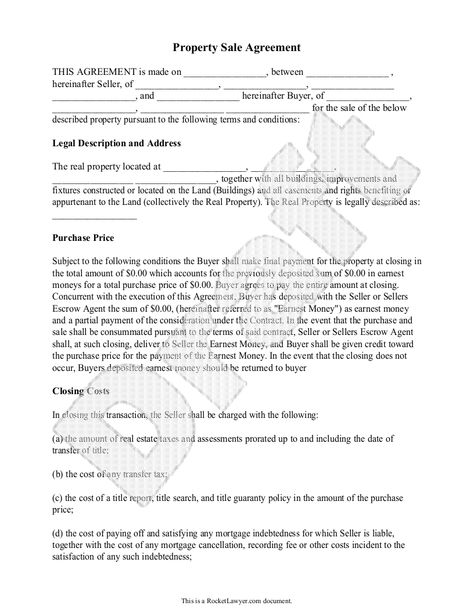 Property Sale Agreement - Property Sale Contract (Form With Sample) Separation Agreement Template, Apartment Lease, Real Estate Contract, Real Estate Forms, Free Real Estate, Purchase Agreement, Purchase Contract, Contract Agreement, Contract Template