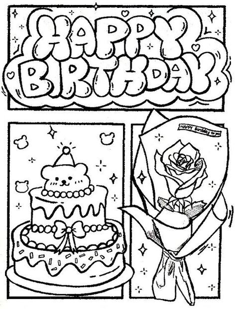 Drawings For Mom Birthday, Cute Love Coloring Pages, Easy Birthday Drawings, Little Coloring Pages, Fnaf Food, Graffiti Coloring Pages, Hippie Coloring Pages, Things To Color, School Drawings