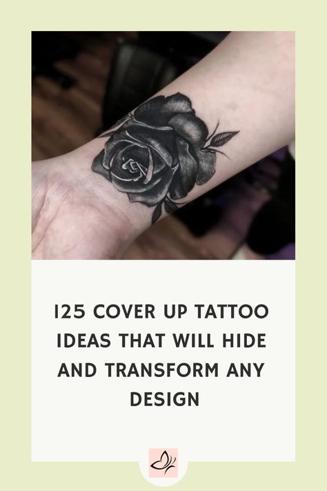 Unique and creative cover up tattoo ideas to help you transform and hide any old design. Say goodbye to that regretful tattoo with these inspiring ideas. #tattooideas #coveruptattoo #tattooinspiration #tattootransformation Cover Old Tattoo Drawing, Floral Tattoo For Cover Up, Cover Up Tattoos For Women Flowers, Cover Up Tattoo Wrist For Women, Tattoos Good For Cover Ups, Star Tattoo Cover Up Ideas, Unique Cover Up Tattoos For Women, Tattoo To Cover Tattoo, Roman Numeral Cover Up Tattoo