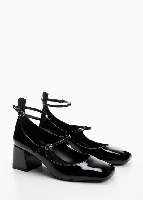 Patent leather buckled shoes - Women | Mango United Kingdom Wide Calf Cowgirl Boots, Mary Jane Shoes Black, Black Chunky Heels, Classic Heels, Patent Leather Shoes, Wide Calf Boots, Buckle Shoes, Fall Shoes, Leather Shoes Woman