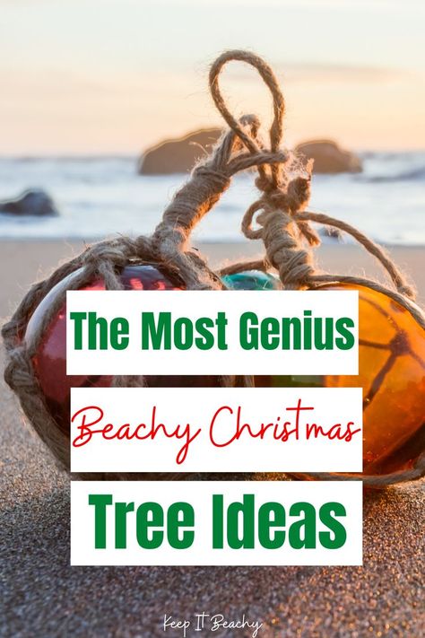 Living by the beach means that we don't have a typical Christmas, so why not go along with the beach themed Christmas tree! Nautical Theme Christmas Tree, Beachy Christmas Ornaments Diy, Seaside Christmas Trees, Christmas Beachy Decor, Ocean Themed Christmas Tree Ideas, Beach Christmas Centerpieces, Christmas Beach Party Ideas, Diy Beach Themed Christmas Ornaments, Tropical Christmas Tree Ideas