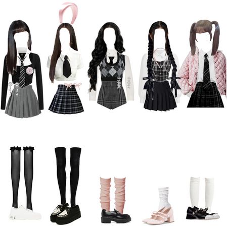 Kendall13 on ShopLook | The easiest way to find the perfect outfit Kpop Inspired Outfits Stage 5 Members, Kpop Stage Outfits Ideas 5 Members, 5 Member Girl Group Outfits, Kpop Dance Outfits, Vibes Outfit, Group Outfits, Outfits Kpop, Outfit Inso, Kpop Concert Outfit