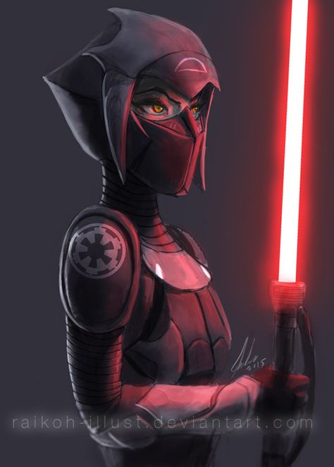 Imperial Inquisitor First Sister by Raikoh-illust on DeviantArt Croquis, Imperial Inquisitor, Speedpaint Video, Clone Wars Art, Star Wars Villains, Star Wars Sith, Dark Side Star Wars, Star Wars Design, Star Wars Characters Pictures