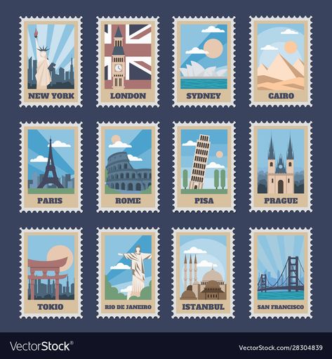 طوابع بريد, Stamps Vintage, 달력 디자인, Postage Stamp Design, Travel Stamp, طابع بريدي, Seni Vintage, Travel Postcard, Vintage Postage Stamps
