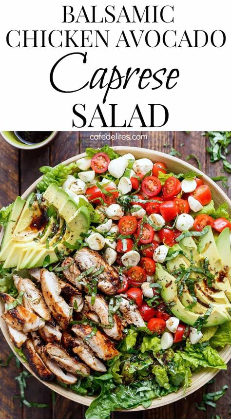 Avocado Caprese Salad, Chicken Avocado Caprese, Avocado Caprese, Salada Caprese, Salad Buah, Idee Pasto, Best Salad Recipes, Balsamic Chicken, Balsamic Dressing