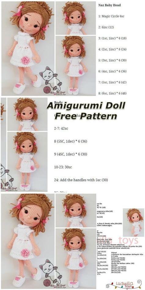 Amigurumi Baba, Amigurumi Minta, Doll Patterns Free, Easy Knitting Projects, Pola Amigurumi, Crochet Dolls Free Patterns, Crochet Pattern Amigurumi, Haken Baby, Crochet Motifs