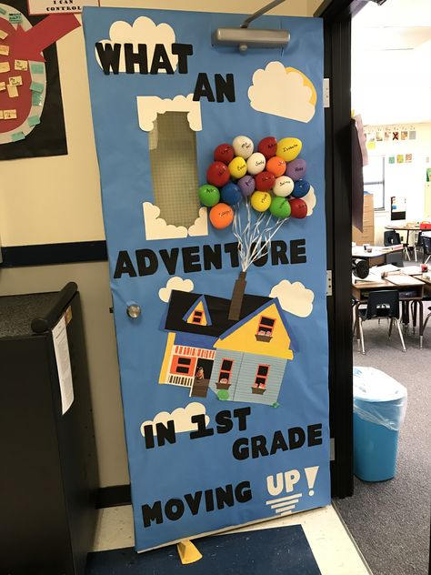 3d Classroom Door Ideas, Graduation Classroom Door Ideas, Open House Classroom Door Ideas, Classroom Door Decorations Back To School, Up Door Decorations Classroom, End Of Year Classroom Door Ideas, Kindergarten Door Ideas Back To School, Graduation Door Decorations Classroom, End Of The Year Classroom Door Ideas