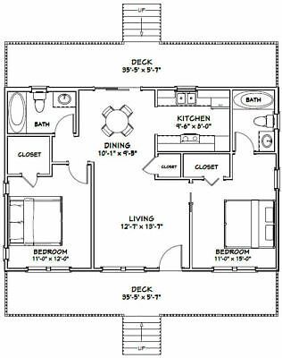 2 Bedroom House Plans, Murphy Bed Plans, Small House Floor Plans, Cabin Floor Plans, Cabin House Plans, 2 Bedroom House, Tiny House Floor Plans, Cottage Plan, Cabin Plans