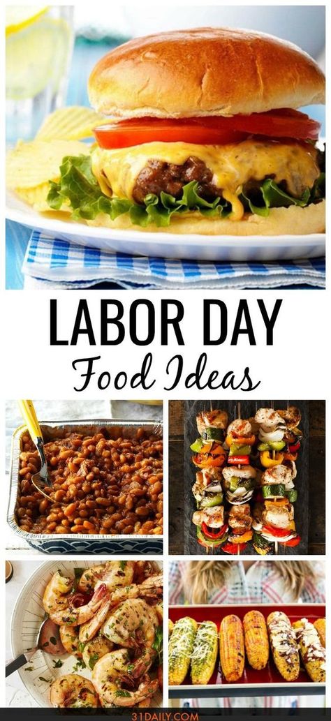 Easy Labor Day food ideas to kick-start your end of summer cookouts and parties. End of Summer Labor Day Food Ideas | 31Daily.com #labordayfood #cookout #grilling #bbq #31Daily Cookout Meal Ideas, Grilling Menu Ideas Summer, Food For A Cookout, Black Bbq Food, End Of Summer Bbq Ideas, Summer Bbq Meals, Labor Day Menu Ideas Easy, End Of Summer Party Food, Grilled Foods Ideas Summer