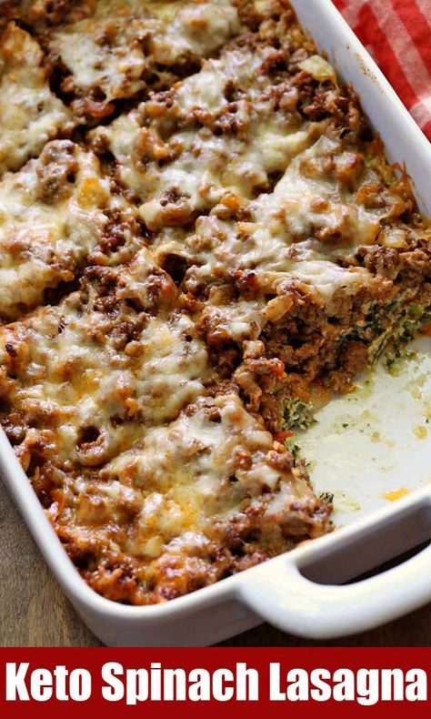 Ground Beef And Spinach, Spinach Healthy, Dinner Recipes Healthy Low Carb, Keto Lasagna, Keto Beef Recipes, Low Carb Low Fat Recipes, Recetas Keto, Carb Foods, Low Carb Low Sugar