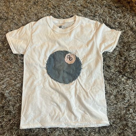 Homemade hand stitched baby tee fits small / medium... - Depop Patchwork, Stitched T Shirt, Hand Sown Clothes, Customise Clothes Diy, Sewing Tee Shirts, Making Tops Sewing, Cool Diy Shirts, Diy Shirts Aesthetic, Diy White Shirt Ideas
